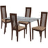 Arcadia 5 Piece Walnut Wood Dining Table Set with Glass Top and Framed Rail Back Design Wood Dining Chairs - Padded Seats