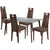 Patterson 5 Piece Walnut Wood Dining Table Set with Glass Top and Curved Slat Wood Dining Chairs - Padded Seats