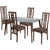Clearview 5 Piece Walnut Wood Dining Table Set with Glass Top and High Triple Window Pane Back Wood Dining Chairs - Padded Seats