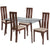 Escalon 5 Piece Walnut Wood Dining Table Set with Glass Top and Vertical Wide Slat Back Wood Dining Chairs - Padded Seats