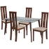 Escalon 5 Piece Walnut Wood Dining Table Set with Glass Top and Vertical Wide Slat Back Wood Dining Chairs - Padded Seats