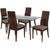 Berkeley 5 Piece Espresso Wood Dining Table Set with Glass Top and Wide Slat Back Wood Dining Chairs - Padded Seats