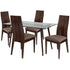 Berkeley 5 Piece Espresso Wood Dining Table Set with Glass Top and Wide Slat Back Wood Dining Chairs - Padded Seats