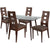 Hanford 5 Piece Espresso Wood Dining Table Set with Glass Top and Window Pane Back Wood Dining Chairs - Padded Seats