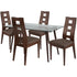 Hanford 5 Piece Espresso Wood Dining Table Set with Glass Top and Window Pane Back Wood Dining Chairs - Padded Seats