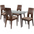 Carson 5 Piece Espresso Wood Dining Table Set with Glass Top and Curved Slat Keyhole Back Wood Dining Chairs - Padded Seats