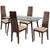 Concord 5 Piece Espresso Wood Dining Table Set with Glass Top and Padded Wood Dining Chairs