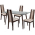 Fairview 5 Piece Espresso Wood Dining Table Set with Glass Top and Curved Slat Wood Dining Chairs - Padded Seats
