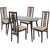 Orland 5 Piece Espresso Wood Dining Table Set with Glass Top and High Triple Window Pane Back Wood Dining Chairs - Padded Seats