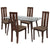Lindsay 5 Piece Espresso Wood Dining Table Set with Glass Top and Vertical Wide Slat Back Wood Dining Chairs - Padded Seats