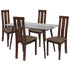 Lindsay 5 Piece Espresso Wood Dining Table Set with Glass Top and Vertical Wide Slat Back Wood Dining Chairs - Padded Seats