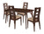LaSalle 5 Piece Walnut Wood Dining Table Set with Window Pane Back Wood Dining Chairs - Padded Seats