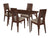 Anderson 5 Piece Walnut Wood Dining Table Set with Curved Slat Keyhole Back Wood Dining Chairs - Padded Seats