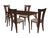 Barnes 5 Piece Walnut Wood Dining Table Set with Slotted Back Wood Dining Chairs - Padded Seats