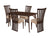 Addington 5 Piece Walnut Wood Dining Table Set with Dramatic Rail Back Design Wood Dining Chairs - Padded Seats