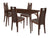 Stanton 5 Piece Walnut Wood Dining Table Set with Curved Slat Wood Dining Chairs - Padded Seats