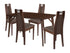 Stanton 5 Piece Walnut Wood Dining Table Set with Curved Slat Wood Dining Chairs - Padded Seats