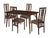 Halstead 5 Piece Walnut Wood Dining Table Set with High Triple Window Pane Back Wood Dining Chairs - Padded Seats