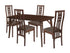 Halstead 5 Piece Walnut Wood Dining Table Set with High Triple Window Pane Back Wood Dining Chairs - Padded Seats