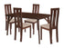Pullman 5 Piece Walnut Wood Dining Table Set with Vertical Wide Slat Back Wood Dining Chairs - Padded Seats