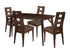 LaSalle 5 Piece Espresso Wood Dining Table Set with Window Pane Back Wood Dining Chairs - Padded Seats