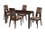Dalston 5 Piece Espresso Wood Dining Table Set with Curved Slat Keyhole Back Wood Dining Chairs - Padded Seats