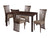 Addison 5 Piece Espresso Wood Dining Table Set with Dramatic Rail Back Design Wood Dining Chairs - Padded Seats
