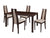 Harlesden 5 Piece Espresso Wood Dining Table Set with Curved Slat Wood Dining Chairs - Padded Seats