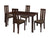Madison 5 Piece Espresso Wood Dining Table Set with Vertical Wide Slat Back Wood Dining Chairs - Padded Seats