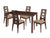 Fullerton 5 Piece Walnut Wood Dining Table Set with Window Pane Back Wood Dining Chairs - Padded Seats