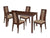 Beckham 5 Piece Walnut Wood Dining Table Set with Curved Slat Wood Dining Chairs - Padded Seats