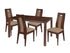 Beckham 5 Piece Walnut Wood Dining Table Set with Curved Slat Wood Dining Chairs - Padded Seats