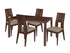 Dalston 5 Piece Walnut Wood Dining Table Set with Curved Slat Keyhole Back Wood Dining Chairs - Padded Seats
