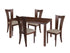Ardley 5 Piece Walnut Wood Dining Table Set with Slotted Back Wood Dining Chairs - Padded Seats