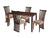 Addison 5 Piece Walnut Wood Dining Table Set with Dramatic Rail Back Design Wood Dining Chairs - Padded Seats