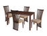 Addison 5 Piece Walnut Wood Dining Table Set with Dramatic Rail Back Design Wood Dining Chairs - Padded Seats