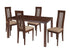 Eastcoate 5 Piece Walnut Wood Dining Table Set with Framed Rail Back Design Wood Dining Chairs - Padded Seats