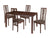 Chatham 5 Piece Walnut Wood Dining Table Set with High Triple Window Pane Back Wood Dining Chairs - Padded Seats