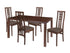 Chatham 5 Piece Walnut Wood Dining Table Set with High Triple Window Pane Back Wood Dining Chairs - Padded Seats