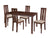 Madison 5 Piece Walnut Wood Dining Table Set with Vertical Wide Slat Back Wood Dining Chairs - Padded Seats