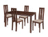 Madison 5 Piece Walnut Wood Dining Table Set with Vertical Wide Slat Back Wood Dining Chairs - Padded Seats