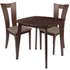 Exeter 3 Piece Espresso Wood Dining Table Set with Slotted Back Wood Dining Chairs - Padded Seats