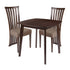 Westerly 3 Piece Espresso Wood Dining Table Set with Dramatic Rail Back Design Wood Dining Chairs - Padded Seats