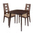 Cranston 3 Piece Walnut Wood Dining Table Set with Window Pane Back Wood Dining Chairs - Padded Seats