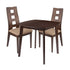 Cranston 3 Piece Walnut Wood Dining Table Set with Window Pane Back Wood Dining Chairs - Padded Seats