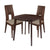 Greenwich 3 Piece Walnut Wood Dining Table Set with Curved Slat Keyhole Back Wood Dining Chairs - Padded Seats