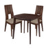 Greenwich 3 Piece Walnut Wood Dining Table Set with Curved Slat Keyhole Back Wood Dining Chairs - Padded Seats