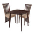 Westerly 3 Piece Walnut Wood Dining Table Set with Dramatic Rail Back Design Wood Dining Chairs - Padded Seats