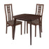 Weston 3 Piece Walnut Wood Dining Table Set with High Triple Window Pane Back Wood Dining Chairs - Padded Seats