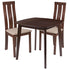 Westport 3 Piece Walnut Wood Dining Table Set with Vertical Wide Slat Back Wood Dining Chairs - Padded Seats